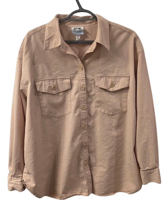 Future Collective x Reese Blutstein Khaki Oversized Button Front Shirt Size L - Picture 2 of 4